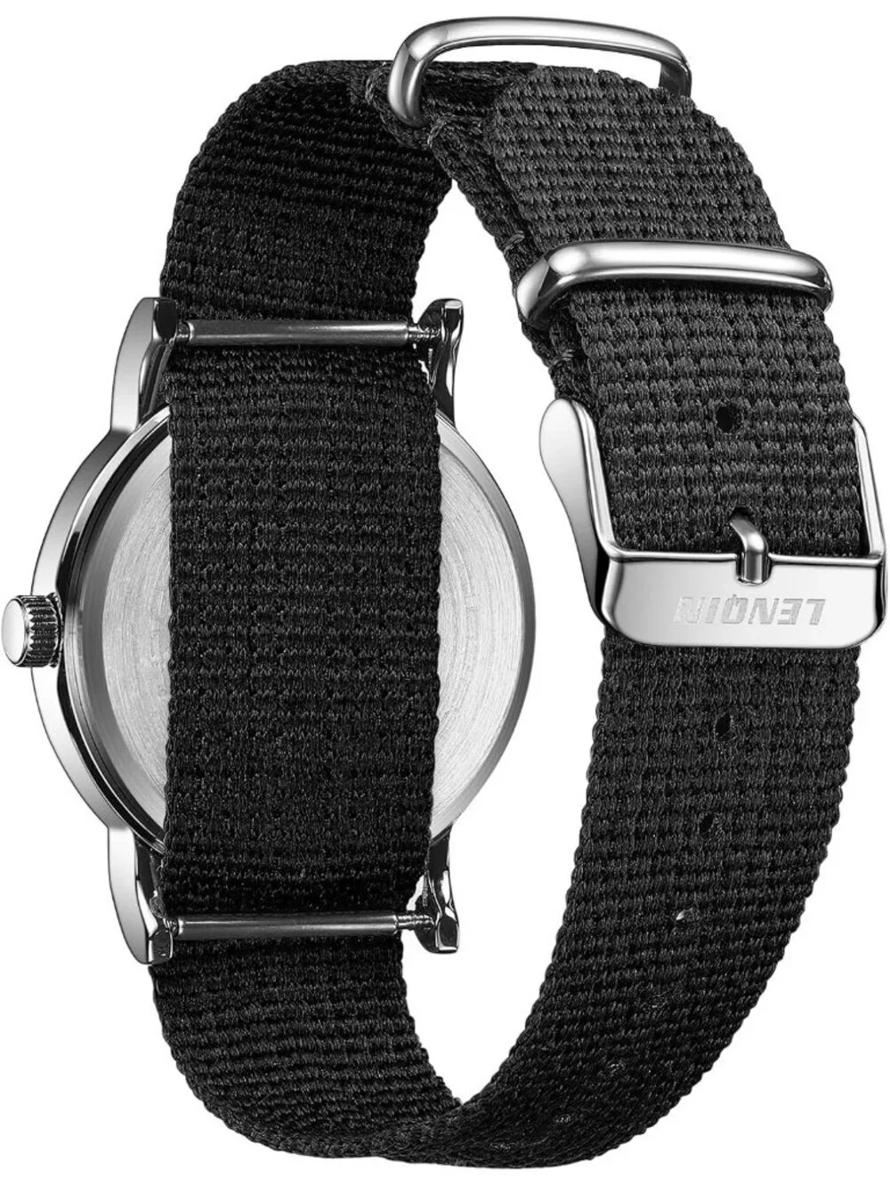 Men's Black Silver Nylon Strap Stylish Luminous Unisex Military Tactical Watch